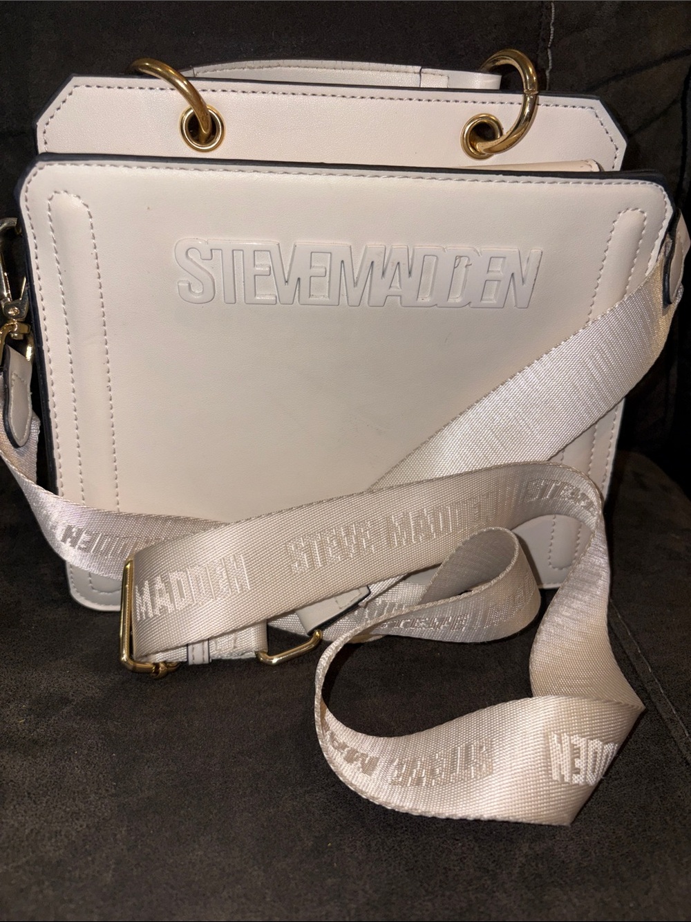 Steve Madden Cream/White Crossbody with Branded Strap